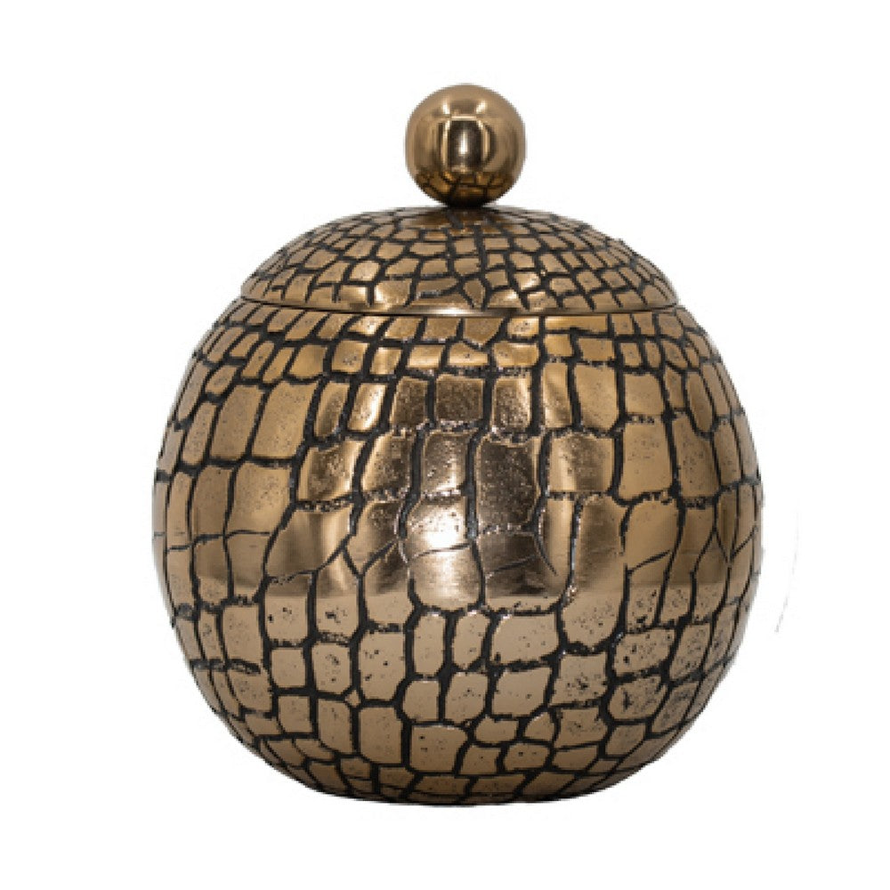Dany Lidded Pot, Crocodile Texture, Watertight Base, Gold Aluminum 9 Inch - BM351007