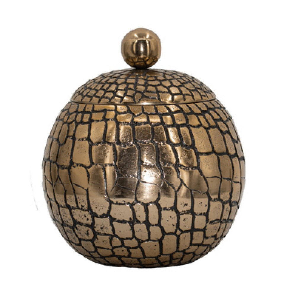 Dany Lidded Pot, Crocodile Texture, Watertight Base, Gold Aluminum 9 Inch - BM351007