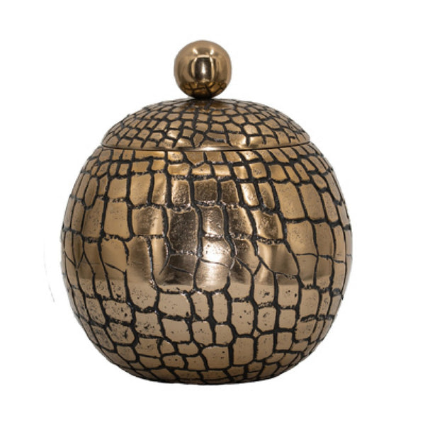 Dany Lidded Pot, Crocodile Texture, Watertight Base, Gold Aluminum 9 Inch - BM351007