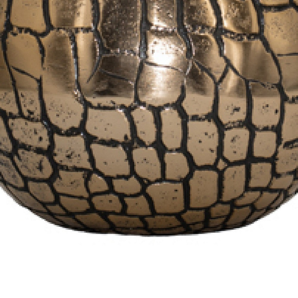 Dany Lidded Pot, Crocodile Texture, Watertight Base, Gold Aluminum 9 Inch - BM351007