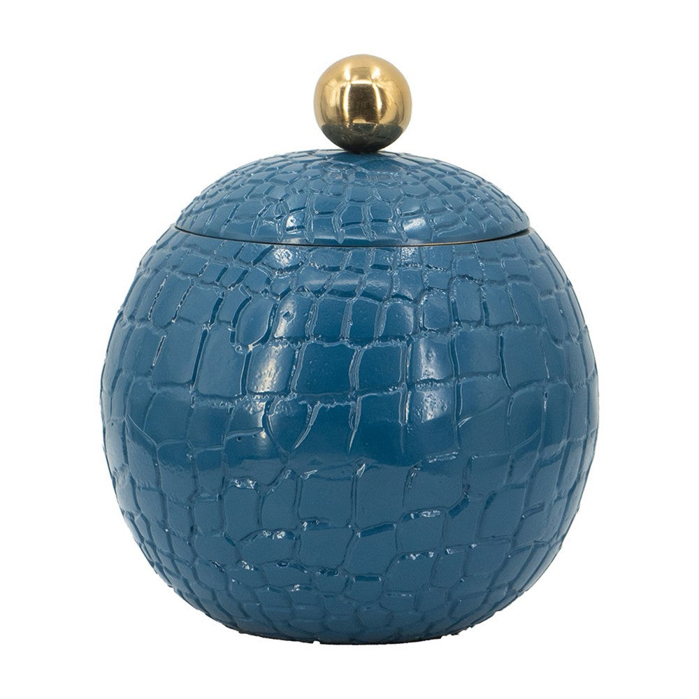 Dany Lidded Pot, Crocodile Texture, Watertight Base, Blue Aluminum 9 Inch - BM351008