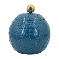 Dany Lidded Pot, Crocodile Texture, Watertight Base, Blue Aluminum 9 Inch - BM351008