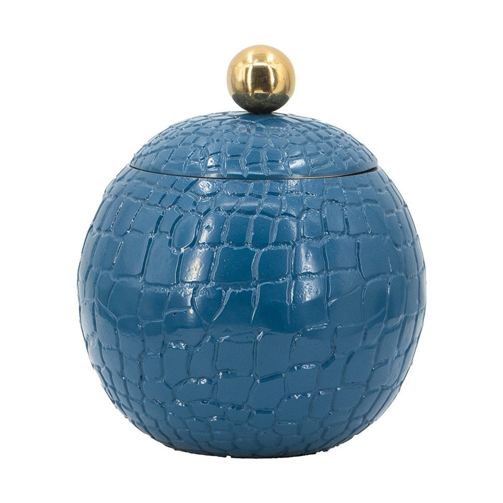 Dany Lidded Pot, Crocodile Texture, Watertight Base, Blue Aluminum 9 Inch - BM351008