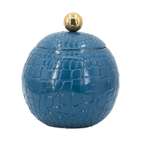 Dany Lidded Pot, Crocodile Texture, Watertight Base, Blue Aluminum 9 Inch - BM351008