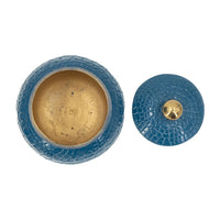 Dany Lidded Pot, Crocodile Texture, Watertight Base, Blue Aluminum 9 Inch - BM351008