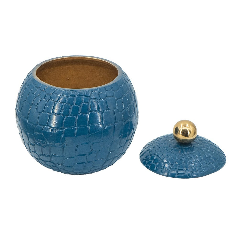 Dany Lidded Pot, Crocodile Texture, Watertight Base, Blue Aluminum 9 Inch - BM351008