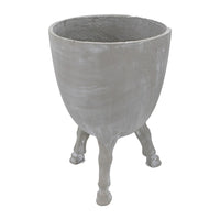 Decorative Planter with Tripod Legs, 22 Inch Gray Cement, Modern Style - BM351010