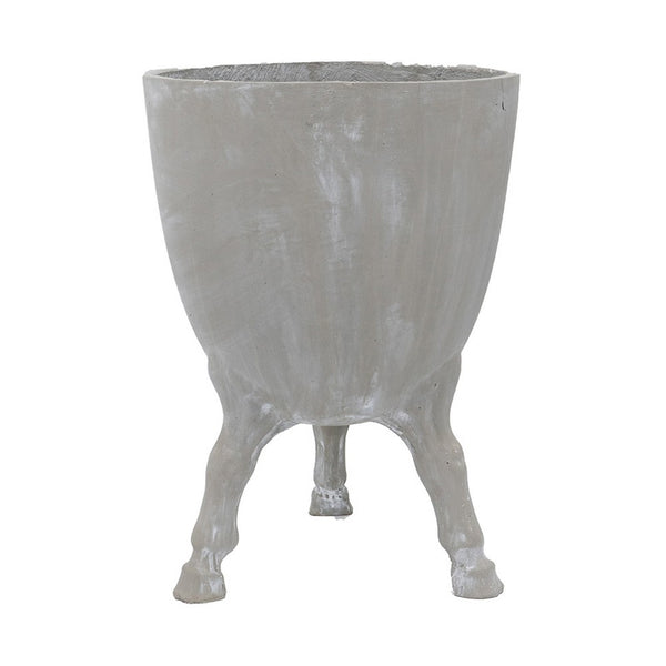Decorative Planter with Tripod Legs, 22 Inch Gray Cement, Modern Style - BM351010