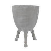 Decorative Planter with Tripod Legs, 22 Inch Gray Cement, Modern Style - BM351010