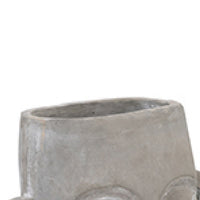 Decorative Vase, Human Face Sculpture, Loop Handles, 21 Inch Gray Cement - BM351011