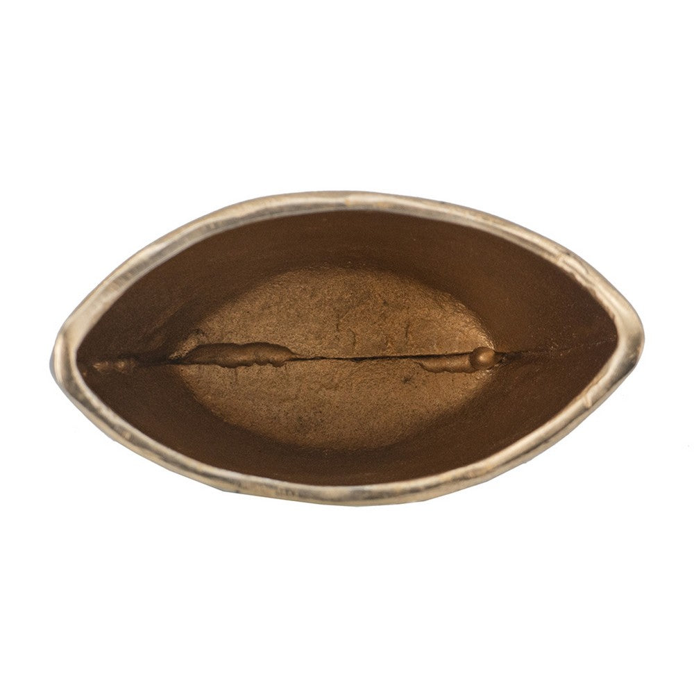 Decorative Oval Vase, Live Edge Curved Gold Rim, Black Aluminum 10 Inch - BM351012