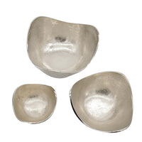 Decorative Bowl Set of 3, Asymmetric Boat-Shape, Silver 12 10 7 Inch - BM351014
