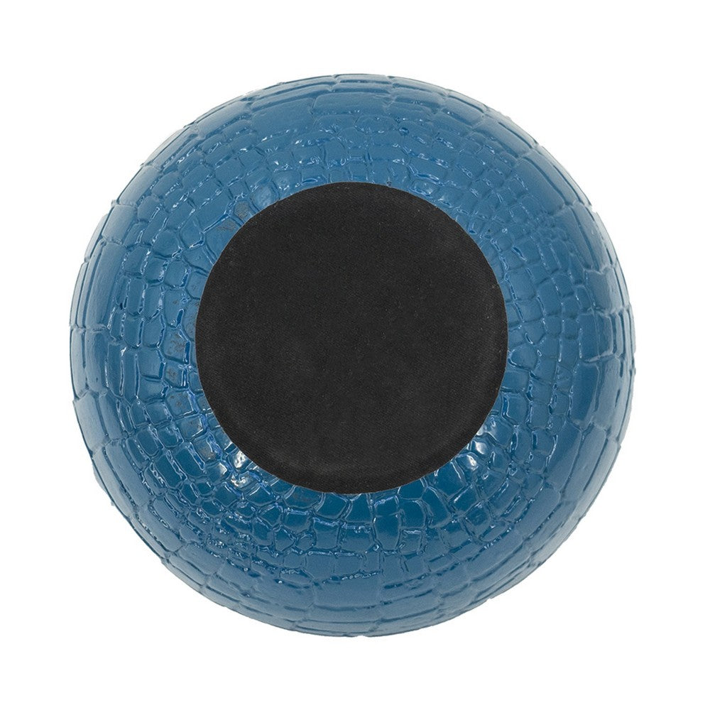 Dany 9 Inch Decorative Bowl, Crocodile Texture, Blue and Gold Aluminum - BM351019