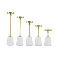 Pillar Candle Holder Set of 5, Gold Aluminum and Thick White Marble Base - BM351021