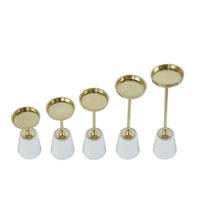 Pillar Candle Holder Set of 5, Gold Aluminum and Thick White Marble Base - BM351021