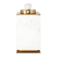Decorative Canisters, Set of 2 White and Gold Aluminum, Mango Wood - BM351022