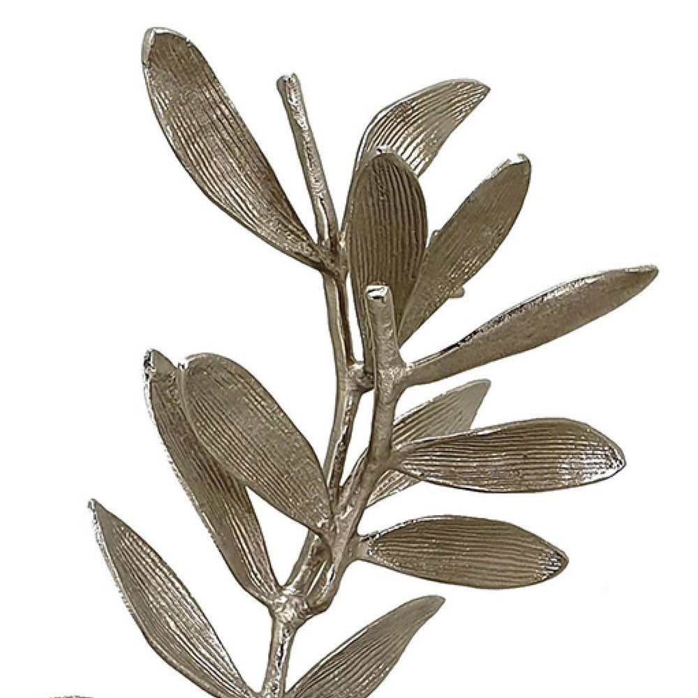 Accent Decor, Set of 2 Silver Leaf Statuary, White Marble Base, 28, 22 - BM351023