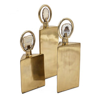 Decorative Bottle Set of 3, Gold Square, Agate Stone Accent, 14,12,10Inch - BM351024