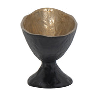 Decorative Bowl, 14 Inch Oval Shape with Pedestal Stand, Black, Gold - BM351025