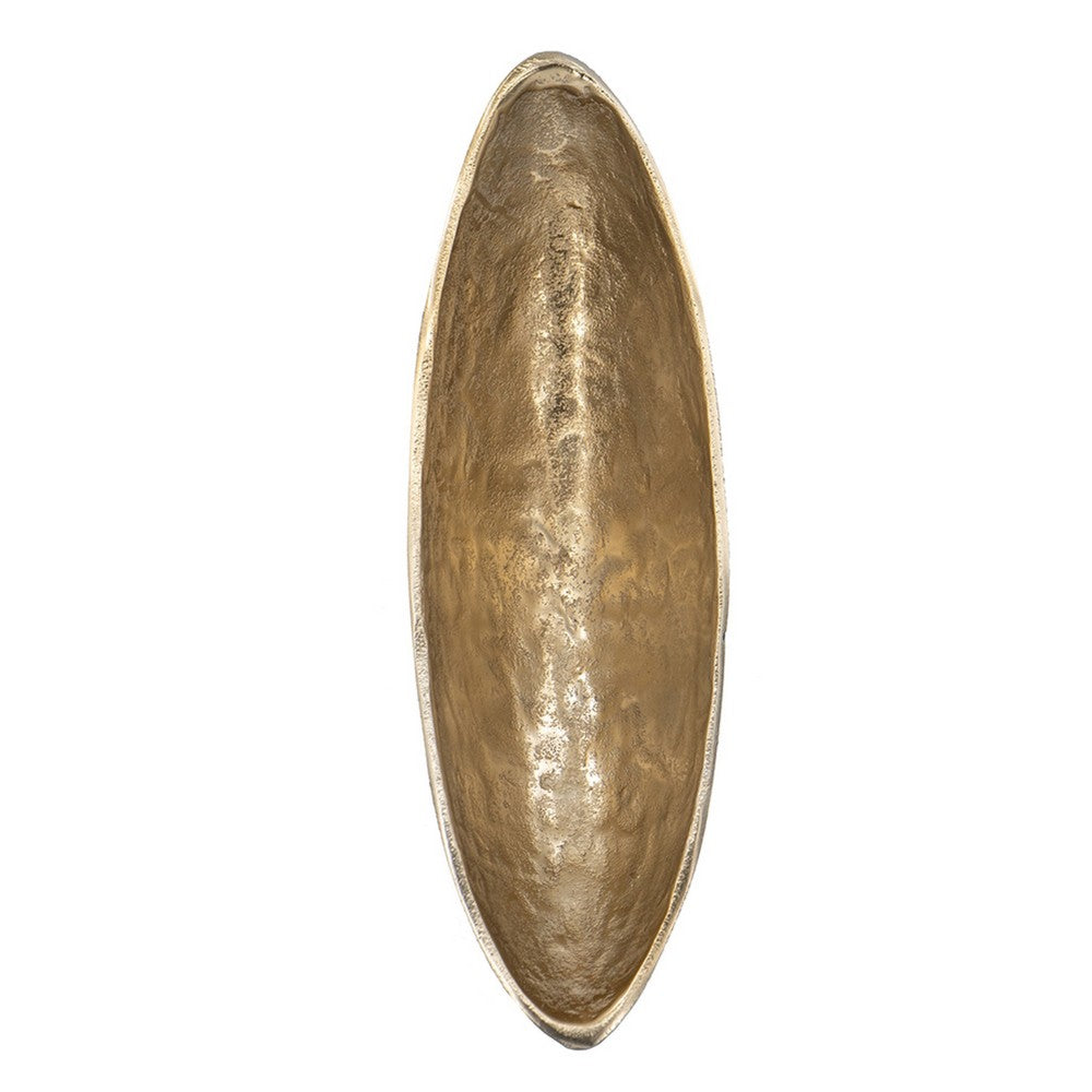 Decorative Bowl, 14 Inch Oval Shape with Pedestal Stand, Black, Gold - BM351025