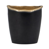 Decorative Vase, 8 Inch Curved Rim Edge Aluminum Black and Gold  - BM351026
