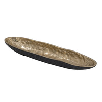 Decorative Bowl, 16 Inch Long Oval Shape, Luxe Black and Gold Aluminum - BM351027