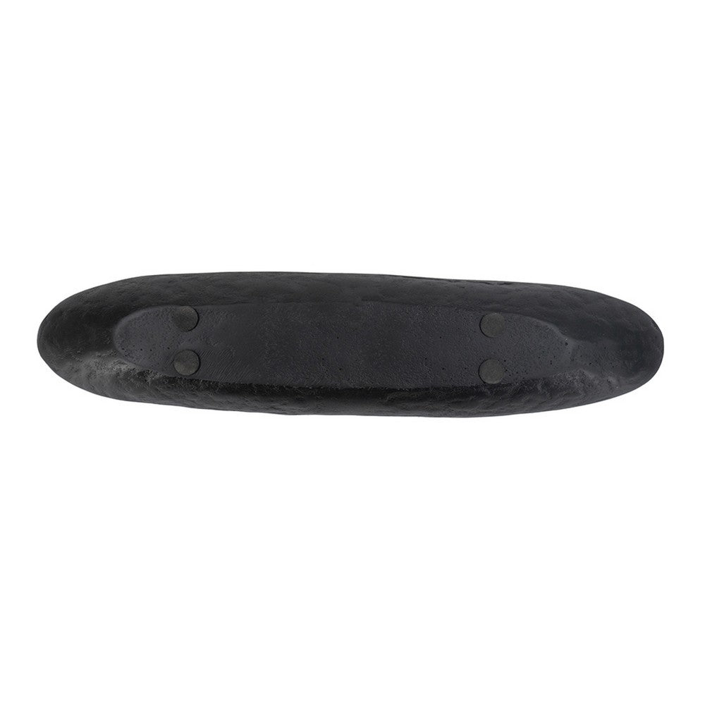 Decorative Bowl, 16 Inch Long Oval Shape, Luxe Black and Gold Aluminum - BM351027