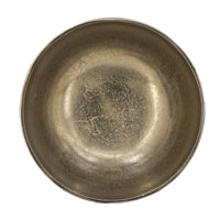Decorative Bowl, 9 Inch Round Footed Design, Black and Gold Aluminum  - BM351028