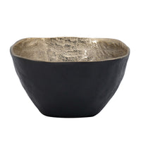 Decorative Bowl, 8 Inch Squared Shape Distressed Gold and Black Aluminum - BM351029