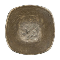 Decorative Bowl, 8 Inch Squared Shape Distressed Gold and Black Aluminum - BM351029