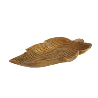 Decorative Accessory Leaf, 16 Inch Tabletop Accent, Teak Brown Wood - BM351030
