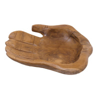 Decorative Accent Bowl Dish, 13 Inch Hand Design with Teak Brown Wood - BM351031