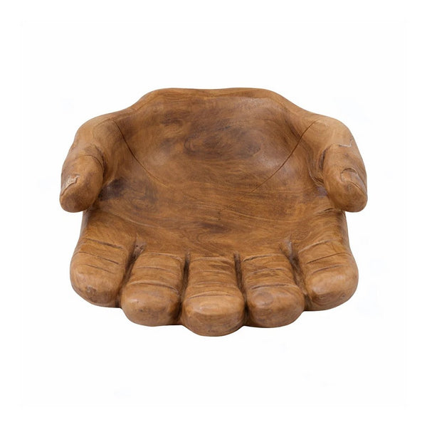 Decorative Accent Bowl Dish, 13 Inch Hand Design with Teak Brown Wood - BM351031