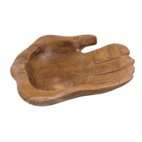 Decorative Accent Bowl Dish, 13 Inch Hand Design with Teak Brown Wood - BM351031