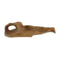 Decorative Accent Tray, 22 Inch Teak Brown Wood Leaf Design, Hand Carved - BM351032