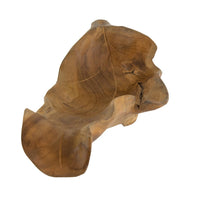 Decorative Accent Tray, 22 Inch Teak Brown Wood Leaf Design, Hand Carved - BM351032