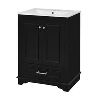 Daizy Bathroom Vanity with Built In Ceramic Sink, Cabinet Storage, Black - BM351223