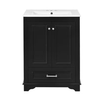 Daizy Bathroom Vanity with Built In Ceramic Sink, Cabinet Storage, Black - BM351223