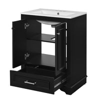 Daizy Bathroom Vanity with Built In Ceramic Sink, Cabinet Storage, Black - BM351223