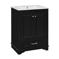 Daizy Bathroom Vanity with Built In Ceramic Sink, Cabinet Storage, Black - BM351223