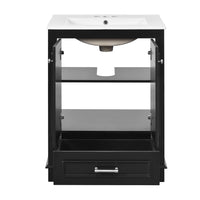 Daizy Bathroom Vanity with Built In Ceramic Sink, Cabinet Storage, Black - BM351223