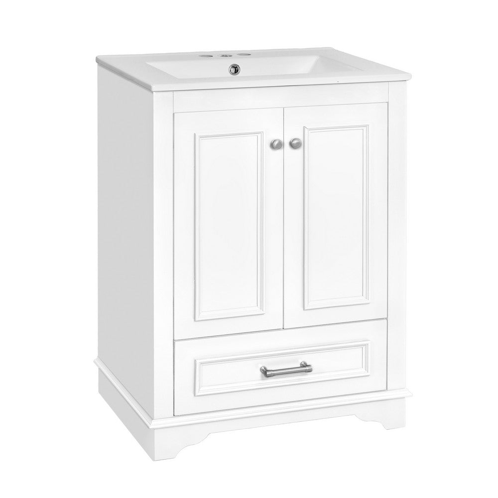 Daizy Bathroom Vanity with Ceramic Sink, Soft-Close Storage, White 24 Inch - BM351227