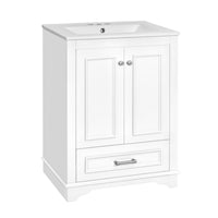 Daizy Bathroom Vanity with Ceramic Sink, Soft-Close Storage, White 24 Inch - BM351227
