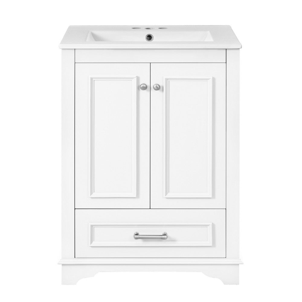 Daizy Bathroom Vanity with Ceramic Sink, Soft-Close Storage, White 24 Inch - BM351227