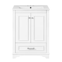 Daizy Bathroom Vanity with Ceramic Sink, Soft-Close Storage, White 24 Inch - BM351227