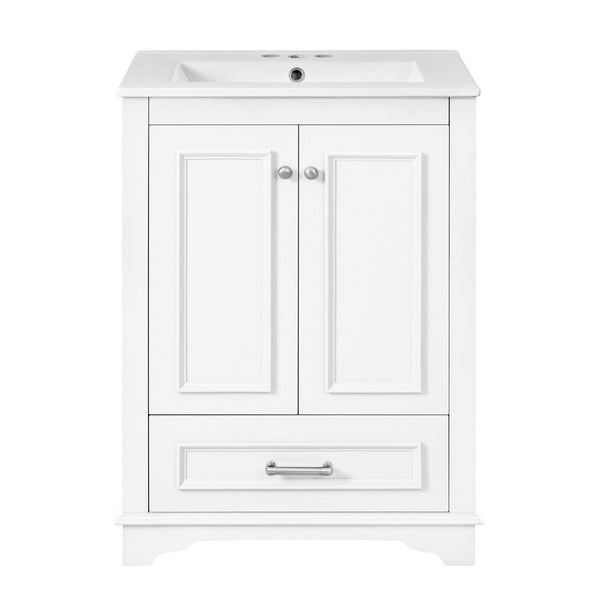 Daizy Bathroom Vanity with Ceramic Sink, Soft-Close Storage, White 24 Inch - BM351227