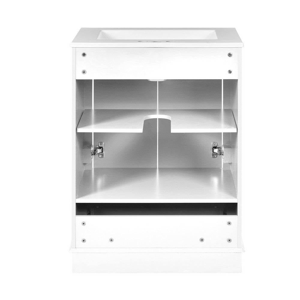 Daizy Bathroom Vanity with Ceramic Sink, Soft-Close Storage, White 24 Inch - BM351227
