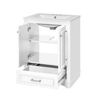Daizy Bathroom Vanity with Ceramic Sink, Soft-Close Storage, White 24 Inch - BM351227