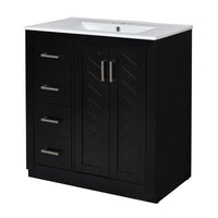 Wenz 30 Inch Bathroom Sink Vanity, Ceramic, Chrome Accents, Rustic Black - BM351229