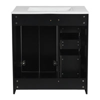 Wenz 30 Inch Bathroom Sink Vanity, Ceramic, Chrome Accents, Rustic Black - BM351229